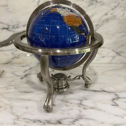 World Globe Inlaid Stones W Compass