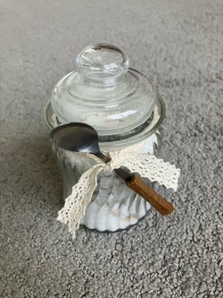 Lavender Bath Salt in Glass Container with Lid and Mini Spoon