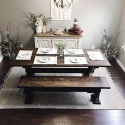 Farmhouse Dining Table And Benches
