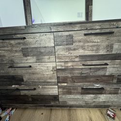 Brown Wood Dresser And Mirror