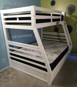 Twin Full White Bunkbed With Ortho Mattress Included