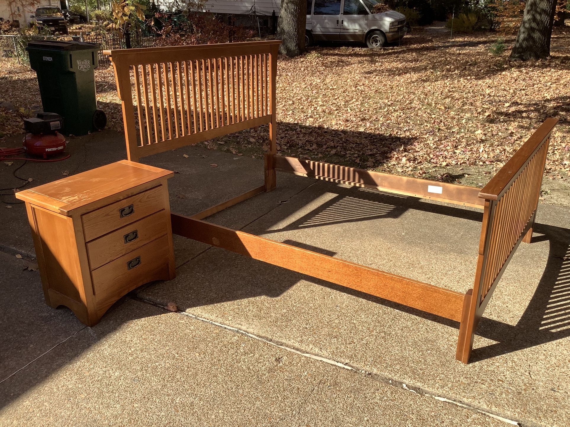 Queen Sized Bed Frame And Night Table
