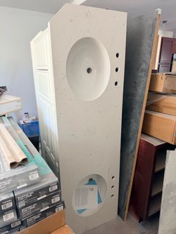 Double Sink Quartz Bathroom Vanity Top