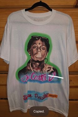 Lil Wayne Heron Preston The Carter V Men's Large White Airbrush T Shirt Rap Tee