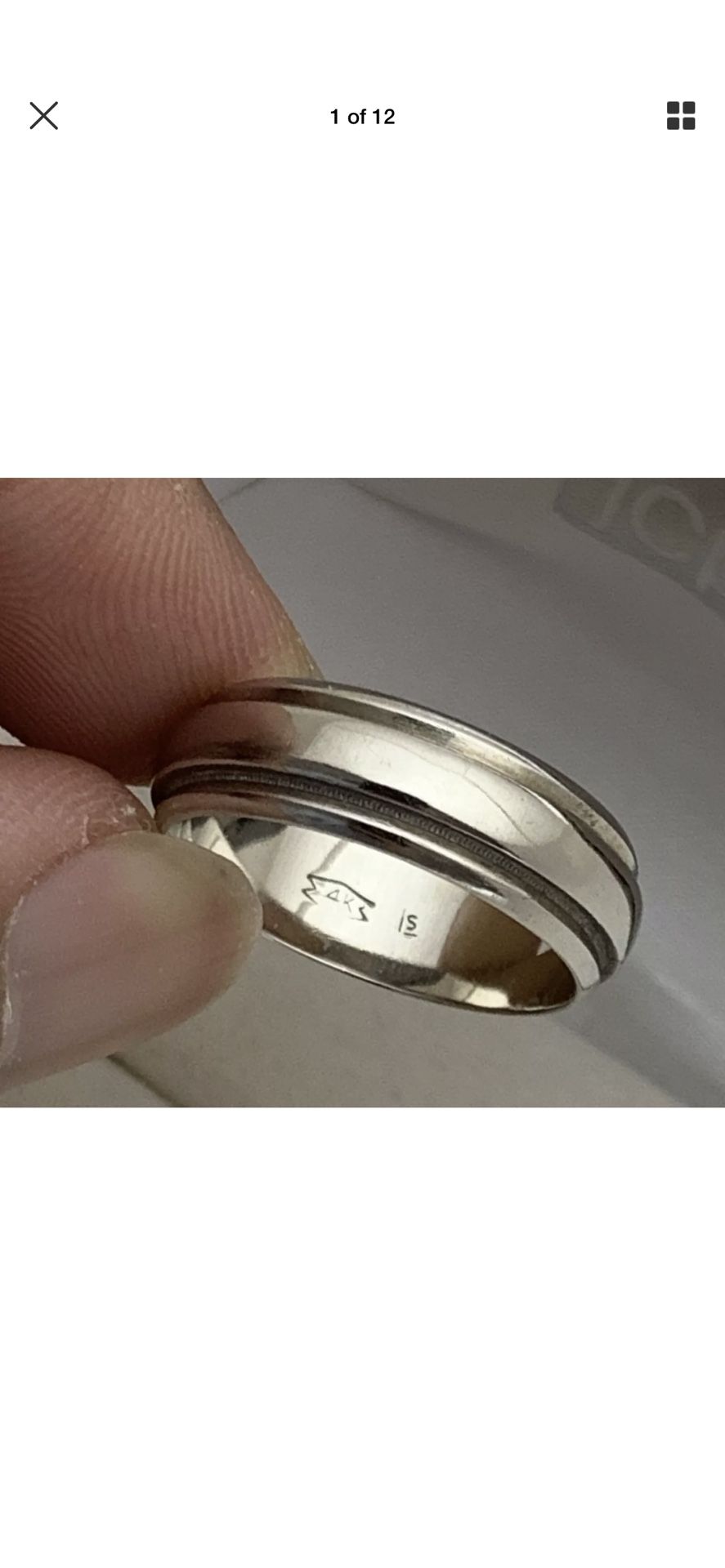 14K SOLID WHITE GOLD WEDDING BAND DESIGNER SIGNED PATTERNED