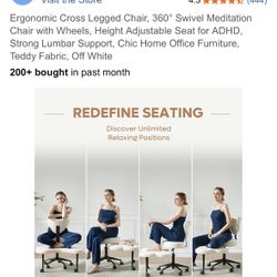 Office Desk Chair 360° Swivel Meditation Chair with Wheels, Height Adjustable Seat for ADHD, Strong Lumbar Support, Chic Home Office Furni