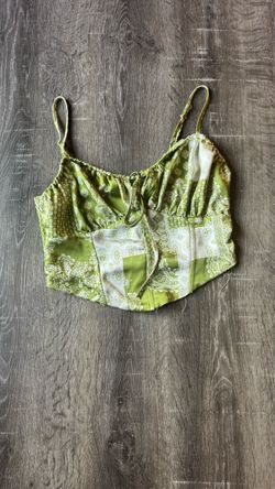 Green patch cropped y2k shirt