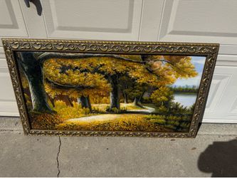 Framed oil painting on canvas
