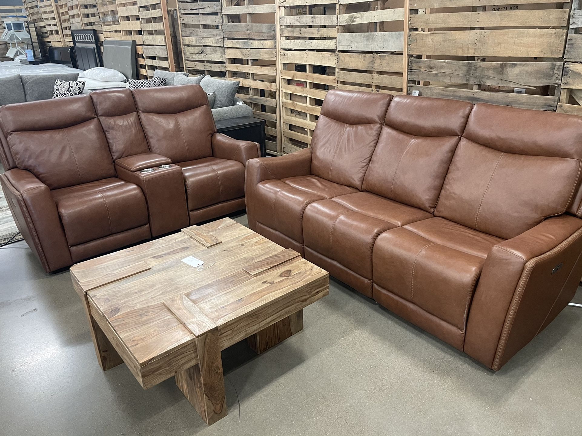 Top Grain Leather Power Reclining Sofa And Love Seat