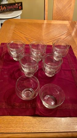 Set of (6) Vintage Clear Glass Shrimp Cocktail Iced and Liner Set