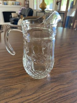 Clear Glass Pitcher with Embossed Pattern