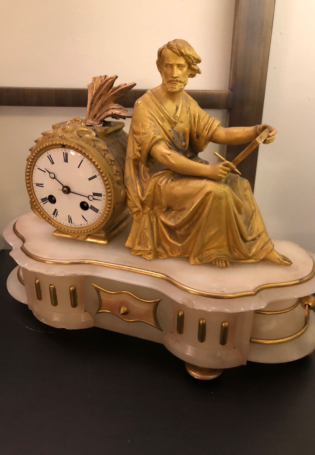 Antique French Figural Clock by Philippe H. Mourey