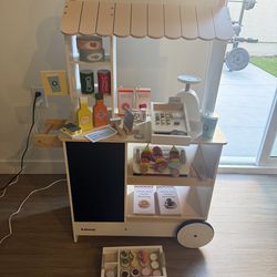 kids play kitchen, kids food cart kids store