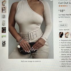 Women Sexy One Shoulder Bodysuit Long Sleeve Cut Out Jumpsuit 