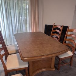 Wooden Dining Table Set with 6 Chairs – $200