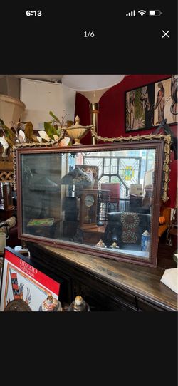 Antique mirror solid wood gold trim