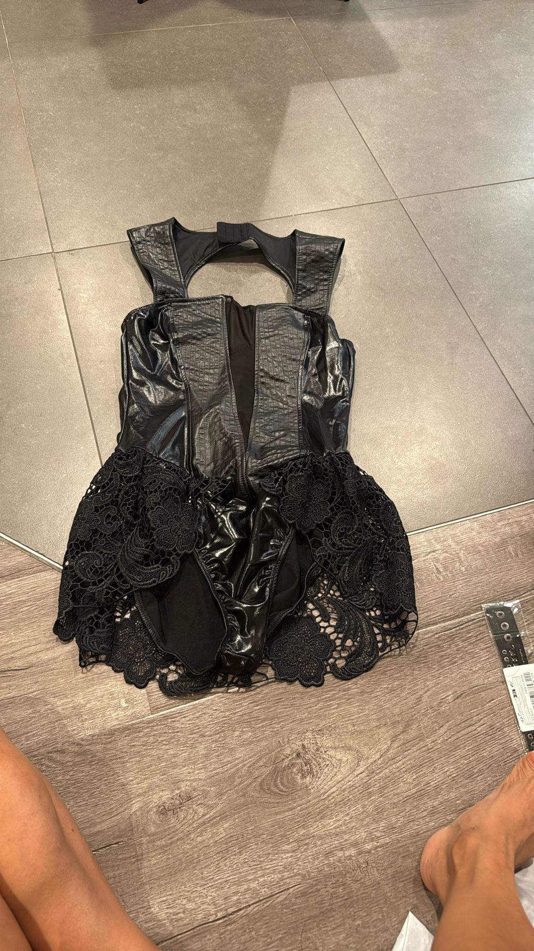 Black Pleather Bodysuit Size Large