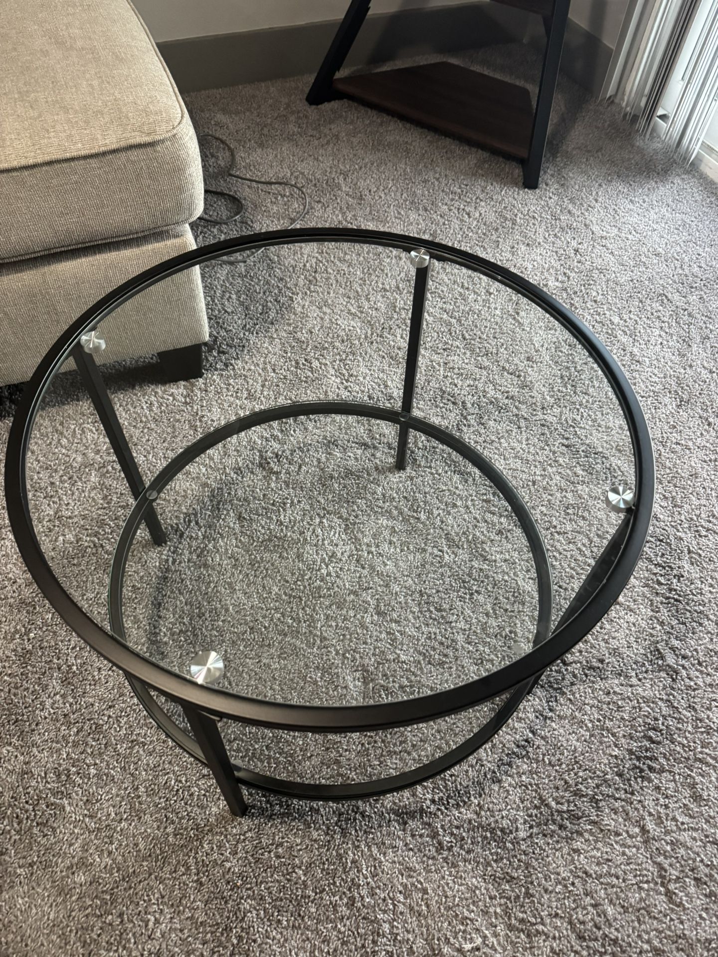 Round Double Tier Glass Table