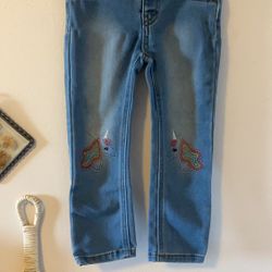 Toddler Little Girls Unicorn Jeggings Denim Size 3T