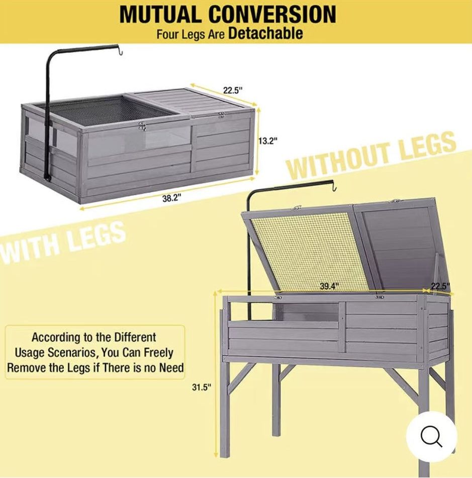 🥨Aivituvin-AIR21 AIR70 Wooden Tortoise House | Large Turtle Habitat - Turtle Habitat with Legs