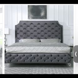 Queen upholstered bed frame 