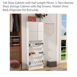 Shoe Cabinet with Floor Length Mirror Unused 