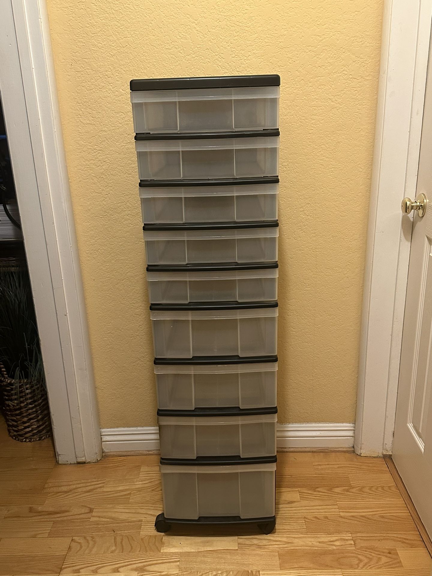 Rollable 9-Drawer Plastic Storage Cart