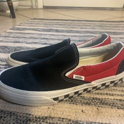 Vans Red/Black With Checkerboard Bottom Shoes Size 7.5 Men / 9 Women Decent Shape