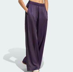 adidas Originals Womens Satin Purple Wide Leg Track Pants Size 6