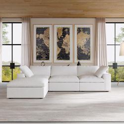 Beautiful White Modern L-shaped Modular Sectional Couch