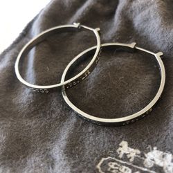 Designer Coach Silver 1 1/2 In Hoops 