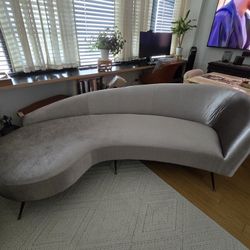 Gray Velvet Sofa Couch