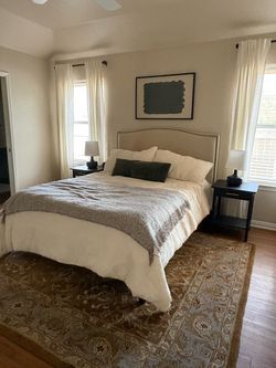 Crate & Barrel Queen Upholstered Bed – $575