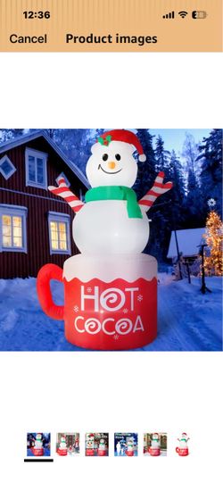NEW-6ft Inflatable Snowman Hot Cocoa Christmas Decoration