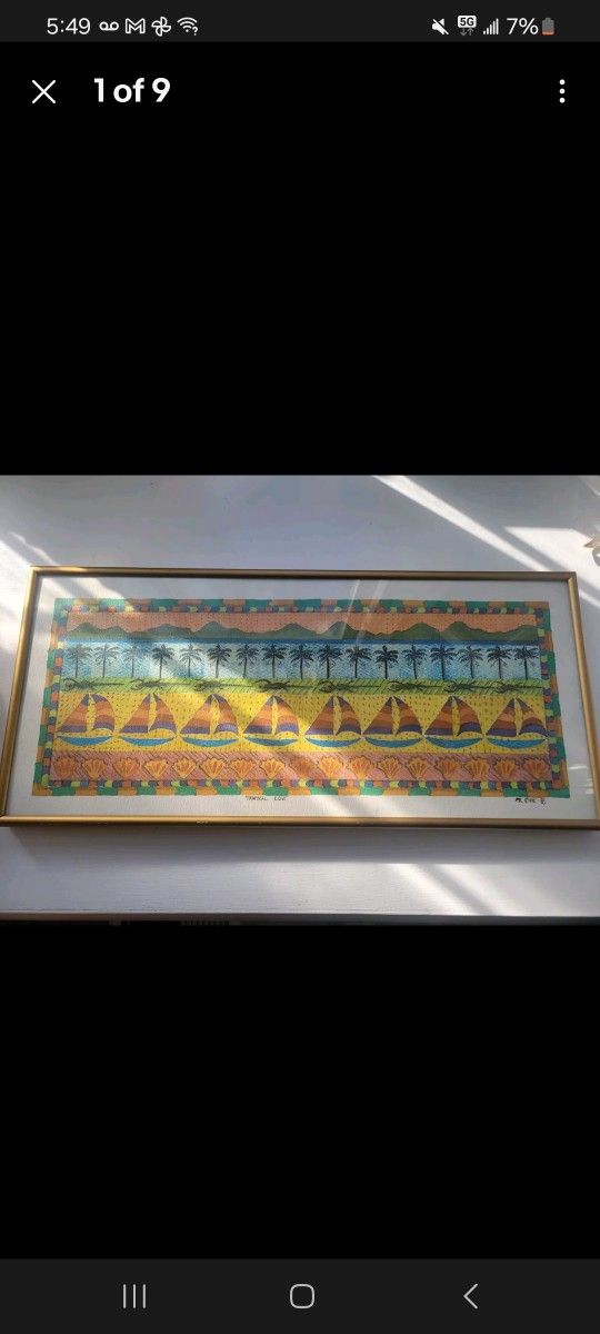 Signed ML (Lisa) Etre 1983 Tropical Love Water Color Art
