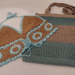 HANDMADE TOPS AND MATCHING COLOR PURSE SET FOR $40  ( FITS IN SIZE SMALL- MEDIUM ) 