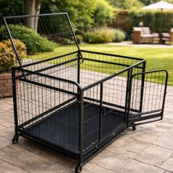  37” Heavy Duty Dog Crate on Wheels – Indoor & Outdoor
