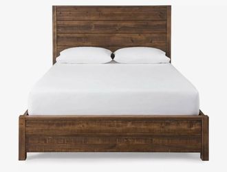 Full-Size Solid Wood Panel Bed