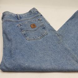 Carhartt Mens Jeans Size 46x30 Blue Denim Medium Wash Relaxed Fit Workwear