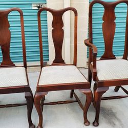 Antique Queen Anne Dining Chairs Set Of 6
