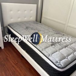 Twin Size Bed Frame With Pillow Top Mattress Included 