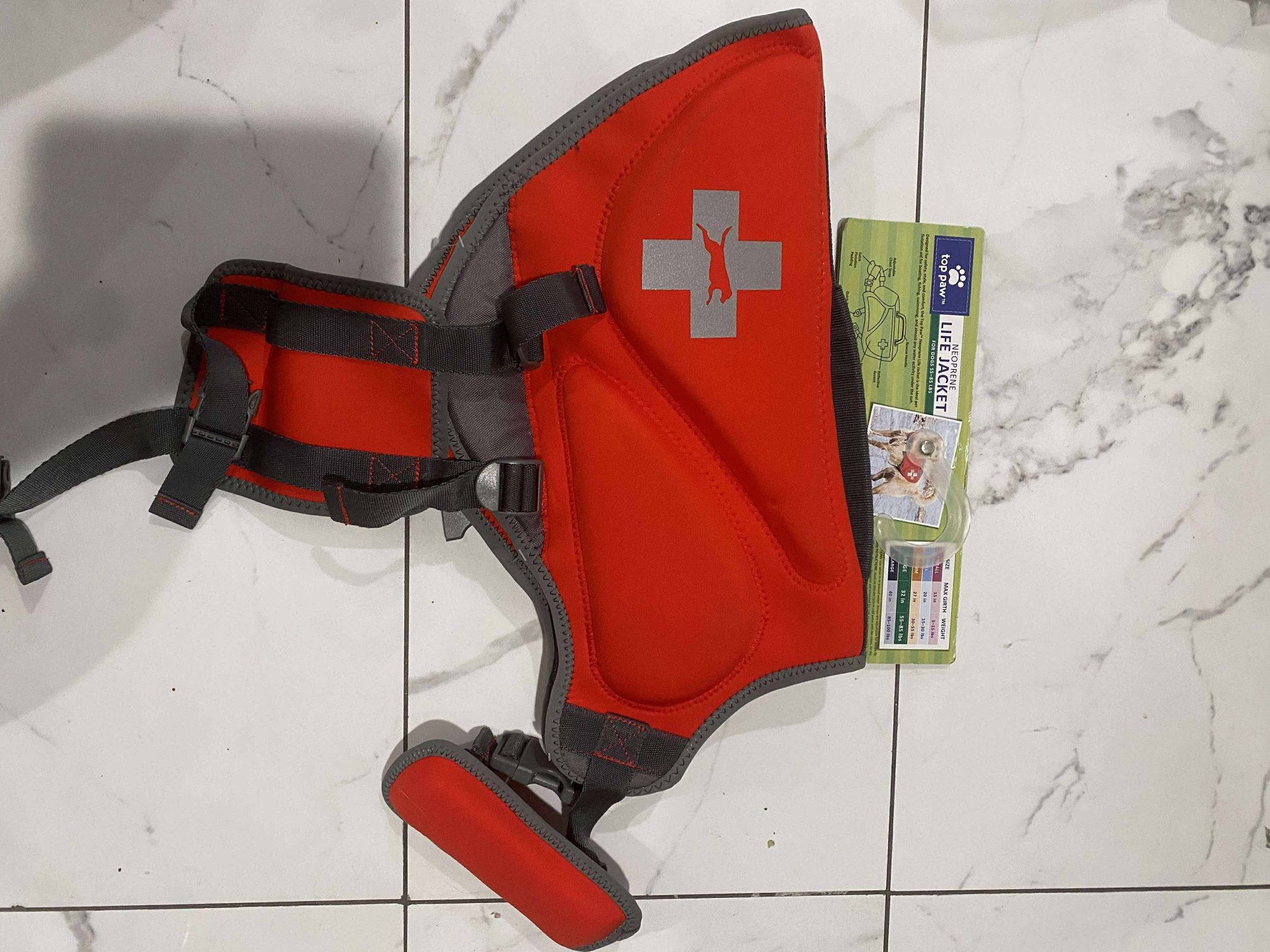 NWT Top Paw Dog Life Jacket, Reflective Adjustable Flotation Device Red Size L