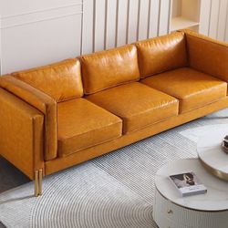 Mid Century Modern  Couch Faux Leather Couch