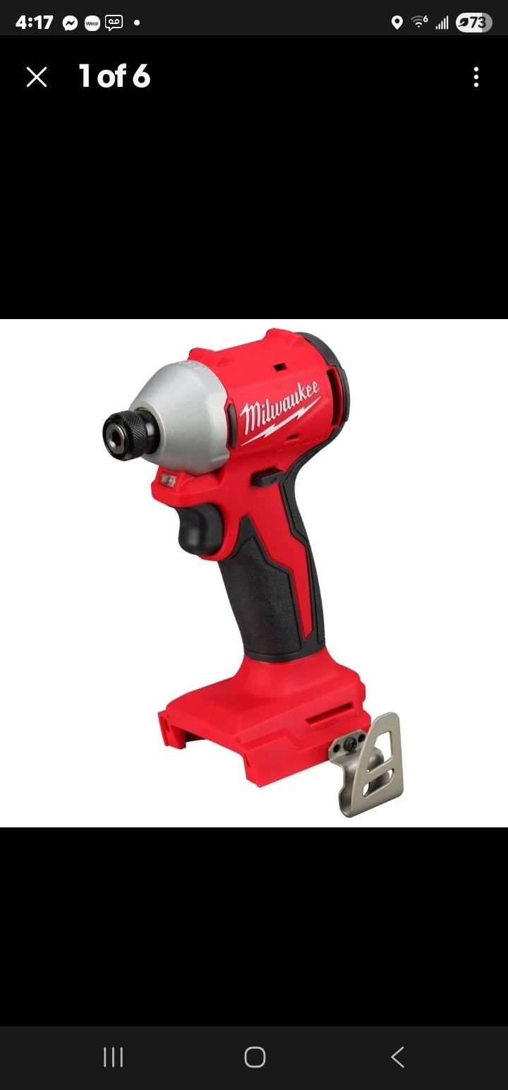 Milwaukee Tool 3650-20 M18 Compact Brushless 1/4 In. Hex Impact Driver Tool Only, New