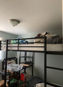 Metal loft bed with desk