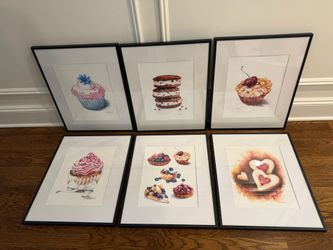 Set of 6 Framed Baking Art — Can Be Sold Separately 16 x 20.5 $50 each or $265 all Smoke free household