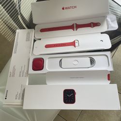 Apple Watch Series 6 44mm Red Aluminum Case With GPS, Celular Red Sport Band 