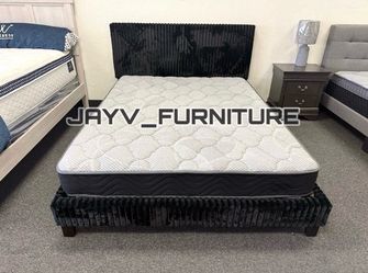 New Queen bed frame with mattress