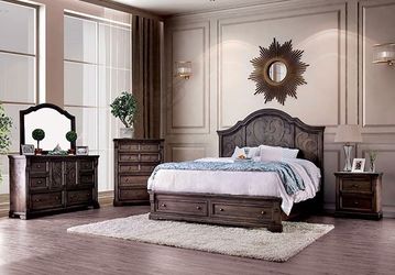 Brand New 4 Piece Walnut Bedroom Set with Storage Drawers