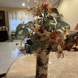 Silk Flowers In Lenox Vase